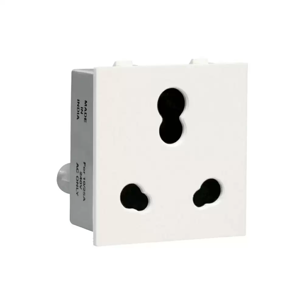 Havells Thames 6/16 Amp 3 Pin Combined Shuttered Socket - White