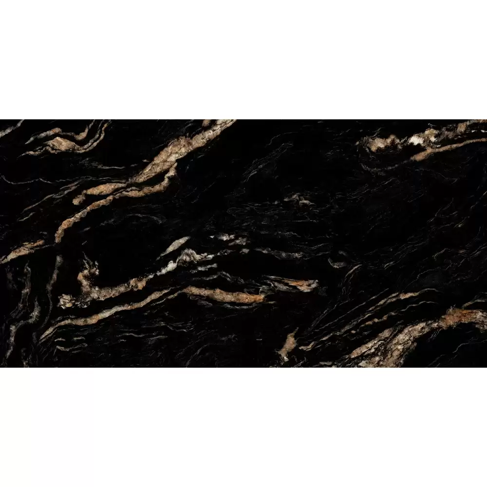 Orientbell Inspir GVT Black Golden Marble Glazed Vitrified Tiles - 800 x 1600 mm (Super Glossy Finish)