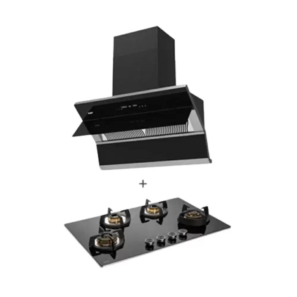 Kaff Falcon DX 90 (Filterless, 90 cm) Kitchen Chimney & BLH 804 F (4 Burner, 80 cm) Auto Ignition Built in Hob - Combo