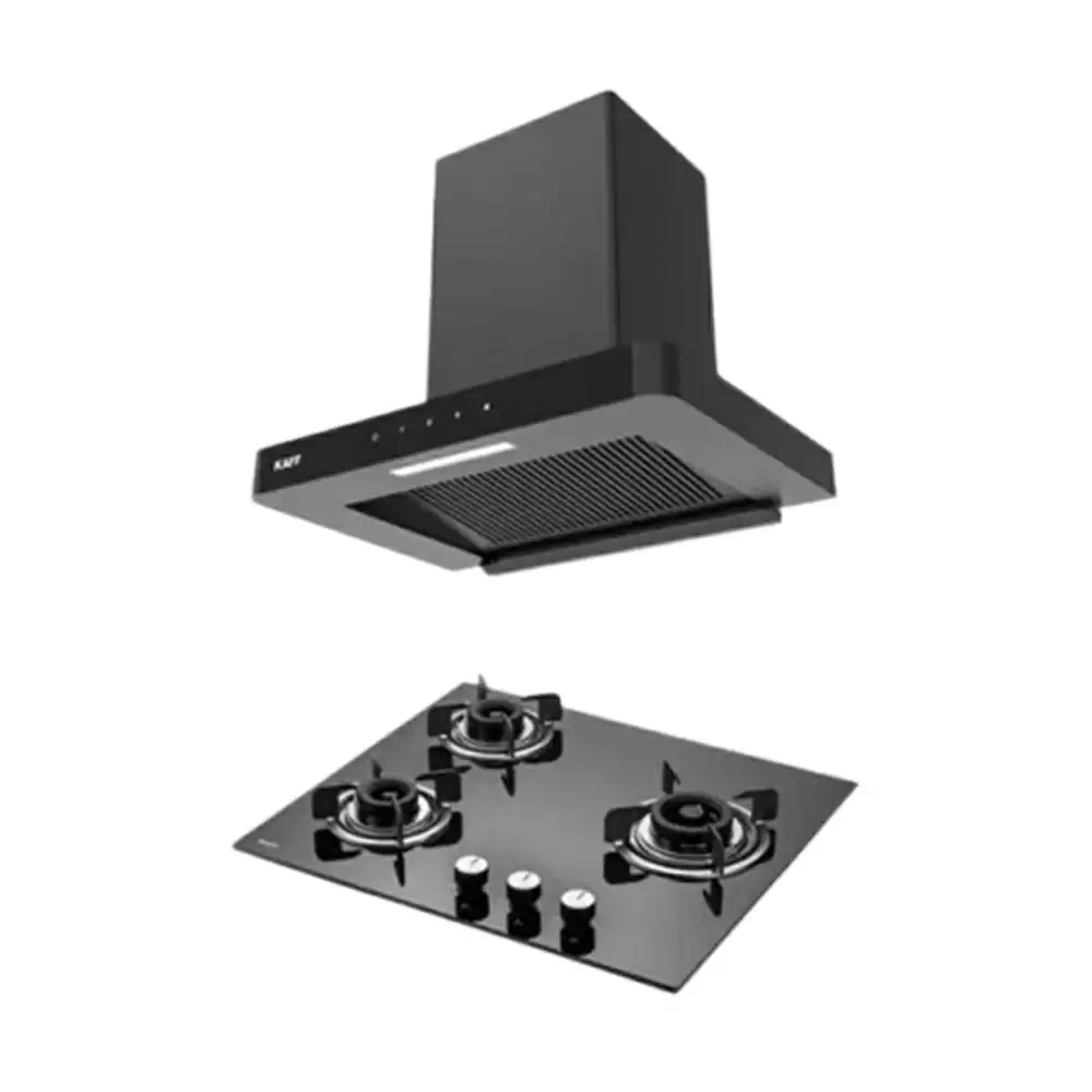 Kaff R-PRO 60 (Filterless, 60 cm) Kitchen Chimney & CRH 603 (3 Burner, 60 cm) Auto Ignition Built in Hob - Combo