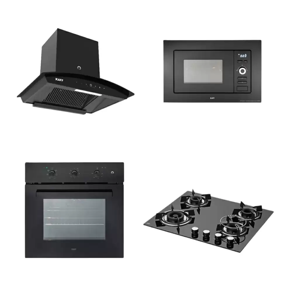 Kaff Kitchen Chimney, Hob, Built in Oven & Built in Microwave Combo (VASCO 60DC_HBR 604A_OV 83 ML7_KMW 5PJ)