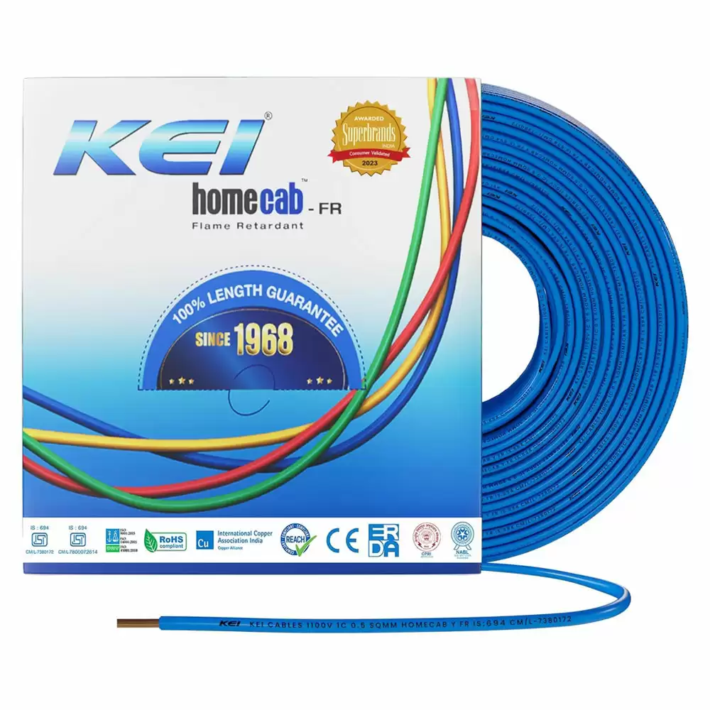 KEI 1 Sq.mm FR Homecab Electrical wire - 300 Meter (Blue)