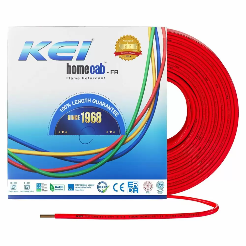 KEI 4 Sq.mm FR Homecab Electrical wire - 200 Meter (Red)