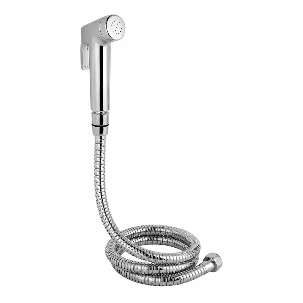 Hindware Italian Brisk Health Faucet ABS with Rubbit Cleaning System, 1.25 m Long SS Flexible Tube & ABS Wall Hook