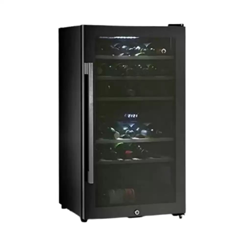 Kaff WC76DZ 29 Bottles Dual Zone Touch Control Free Standing Wine Cooler (Inner Glass With UV Protection), Black