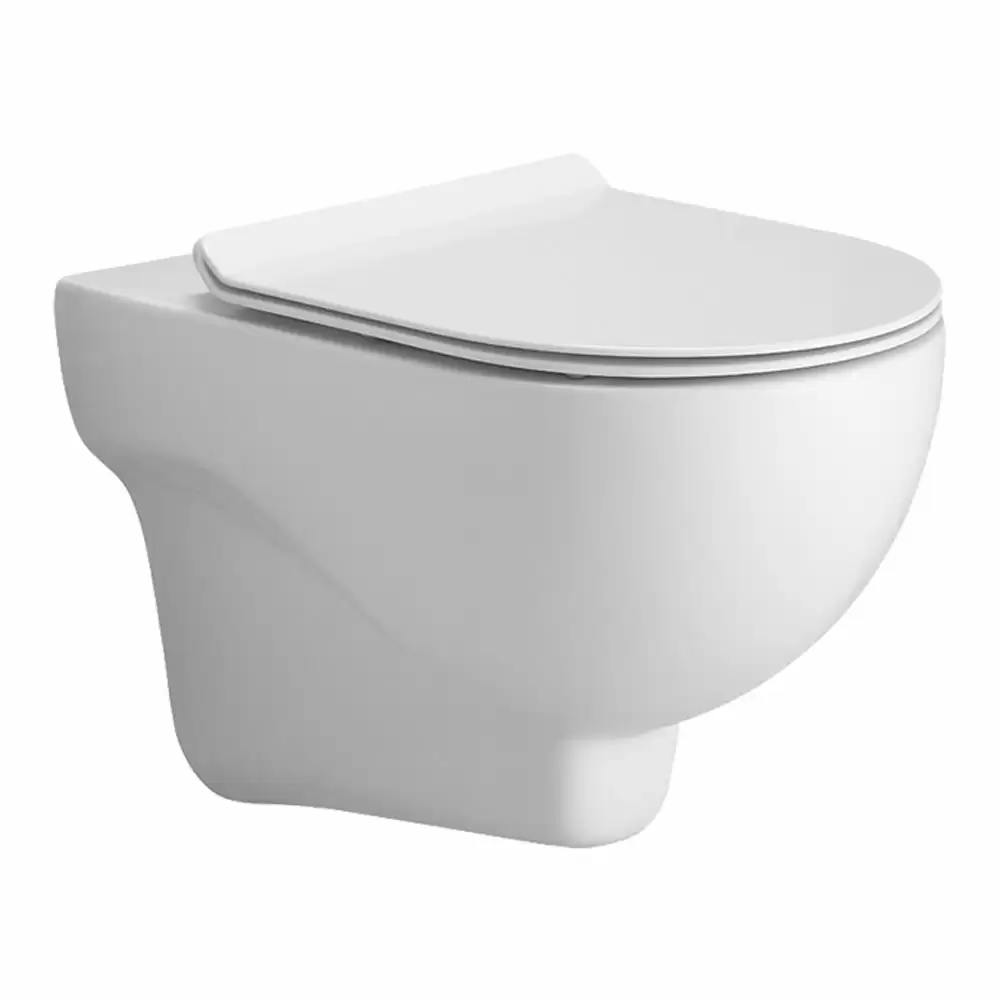 Cera Senator Serenade Rimless Wall Hung Commode with Duroplast Soft Close Seat Cover - Snow White