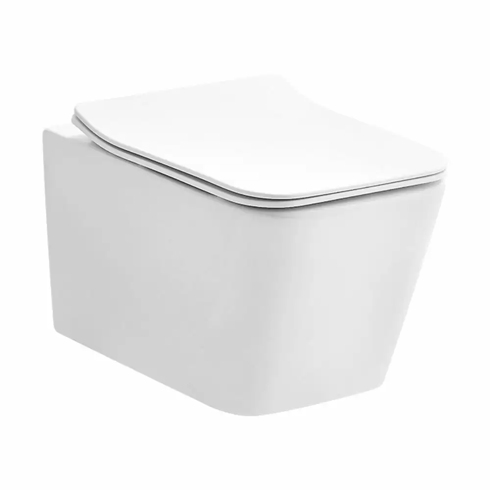 Cera Senator Sinatra Rimless Wall Hung Commode with Duroplast Soft Close Seat Cover - Snow White