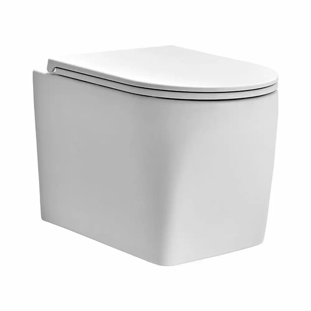 Cera Senator Pure Soft Rimless Wall Hung Commode with Duroplast Soft Close Seat Cover - Snow White