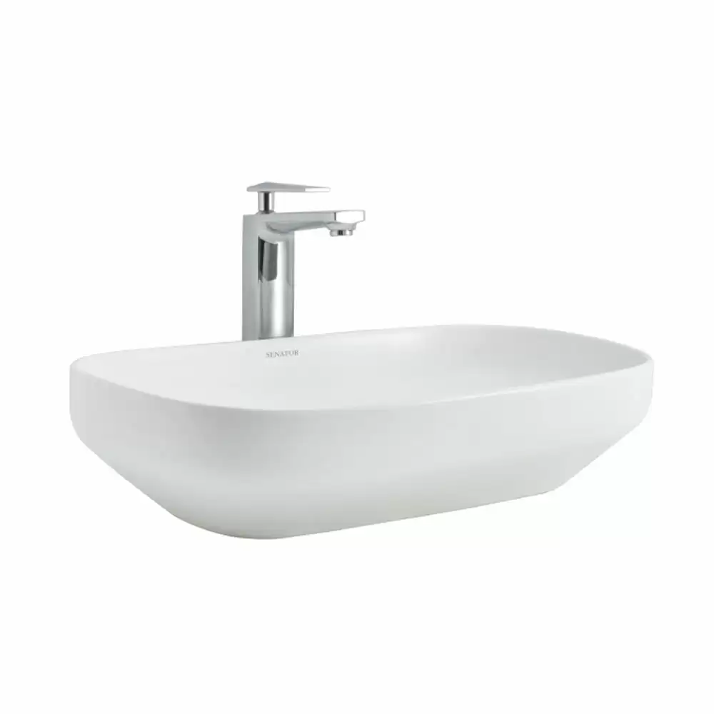 Cera Senator Kayak Grande Thin Rim Tabletop Wash Basin - Snow White