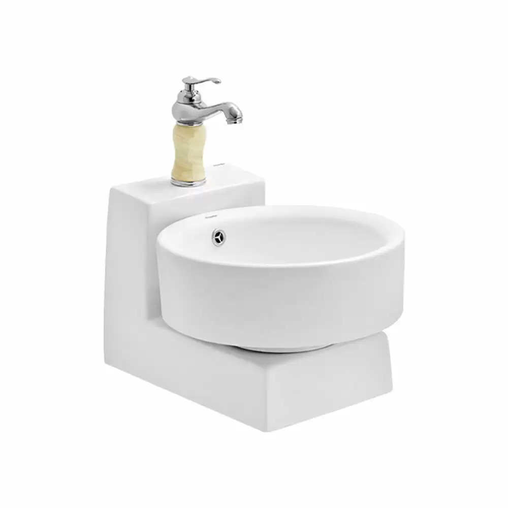 Cera Senator Steffi Wall Hung Wash Basin with Cera Senatormic Stand - Snow White