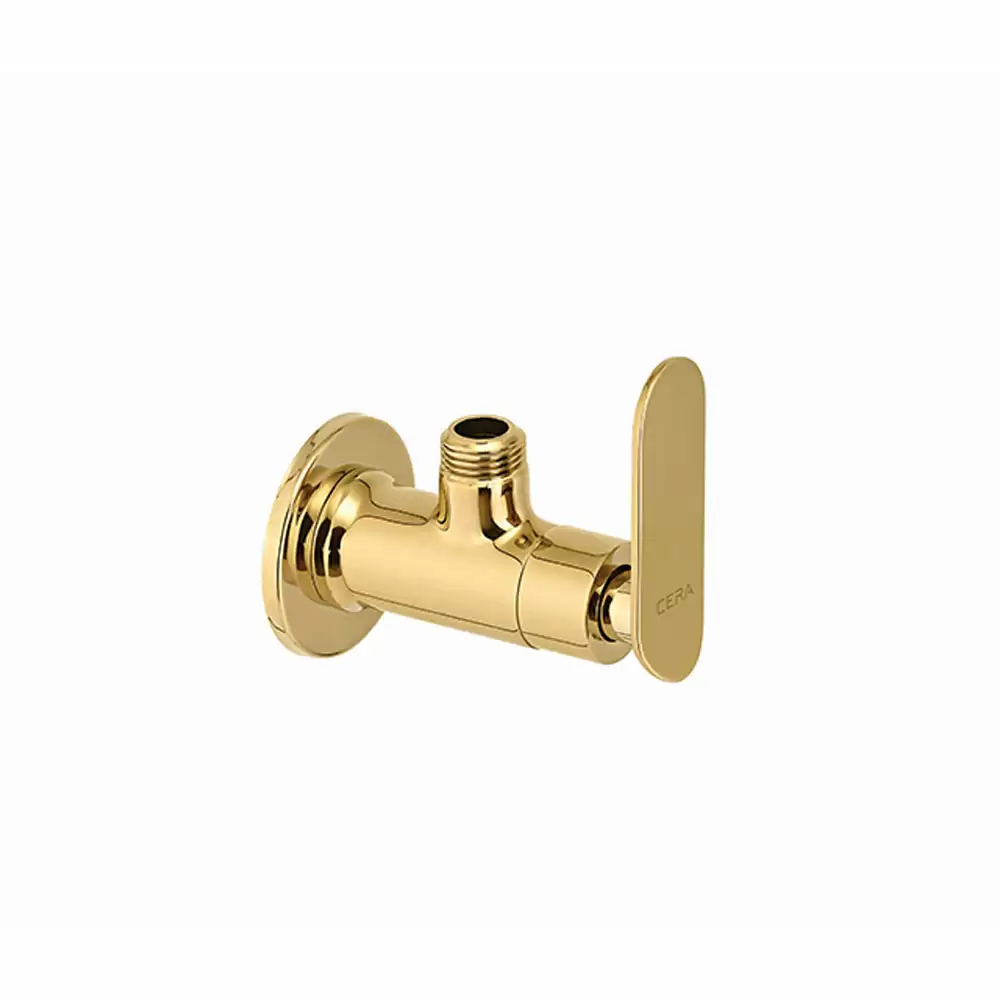 Cera Lustre Brooklyn Angle Cock with Wall Flange - French Gold