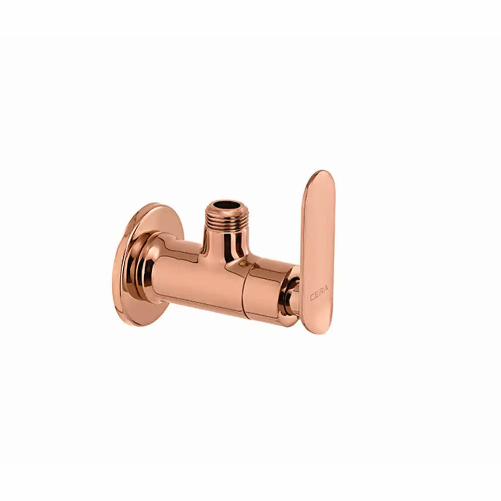 Cera Lustre Brooklyn Angle Cock with Wall Flange - Rose Gold