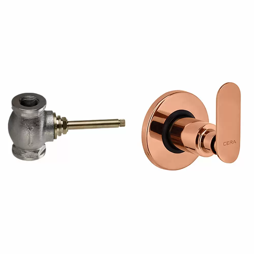 Cera Lustre Brooklyn Stop Cock Consisting Of Exposed Part & Concealed Part Suitable For 20 mm Pipeline with Inner Head - Rose Gold