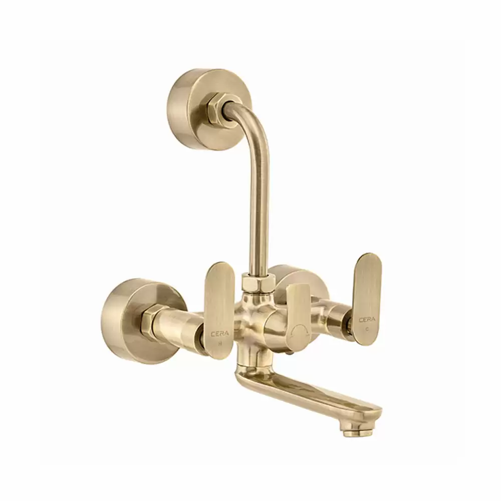 Cera Lustre Brooklyn Wall Mixer with 210 mm Long Bend Pipe For Overhead Shower - Antique Brass