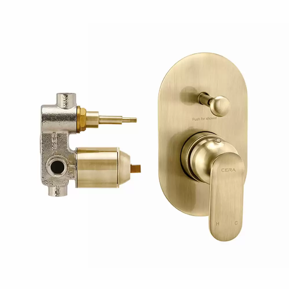 Cera Lustre Brooklyn High Flow Single Lever Diverter with Concealed Part - Antique Brass