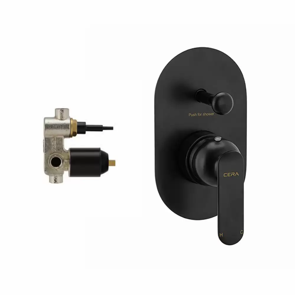 Cera Lustre Brooklyn High Flow Single Lever Diverter with Concealed Part - Black Matte