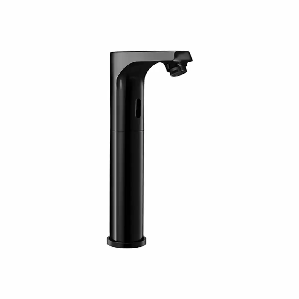 Cera Lustre Deck Mounted High Neck Sensor Tap for Tabletop Washbasins - Black Matte