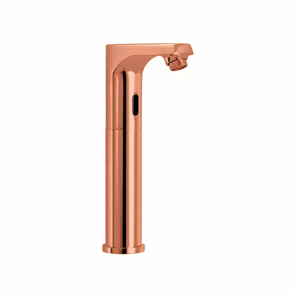 Cera Lustre Deck Mounted High Neck Sensor Tap for Tabletop Washbasins - Rose Gold