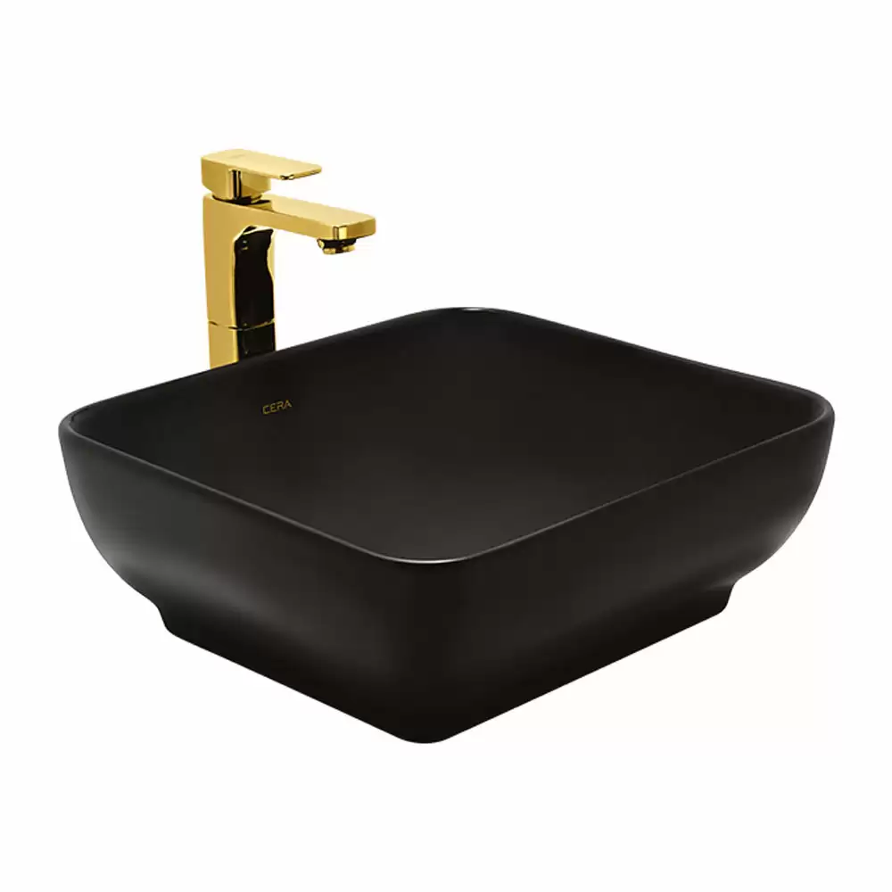 Cera Lustre Campa L Thin Rim Tabletop Wash Basin - Black