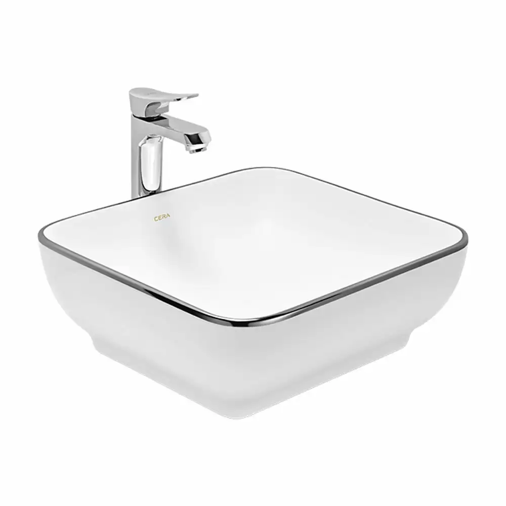 Cera Lustre Glitz Campa S Glitz Thin Rim Tabletop Wash Basin - Platinum