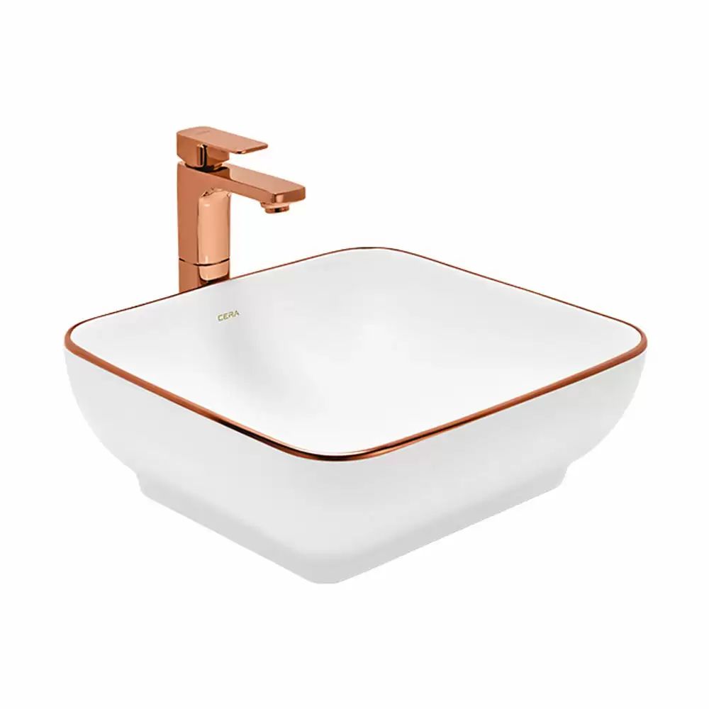 Cera Lustre Glitz Campa S Glitz Thin Rim Tabletop Wash Basin - Rose Gold