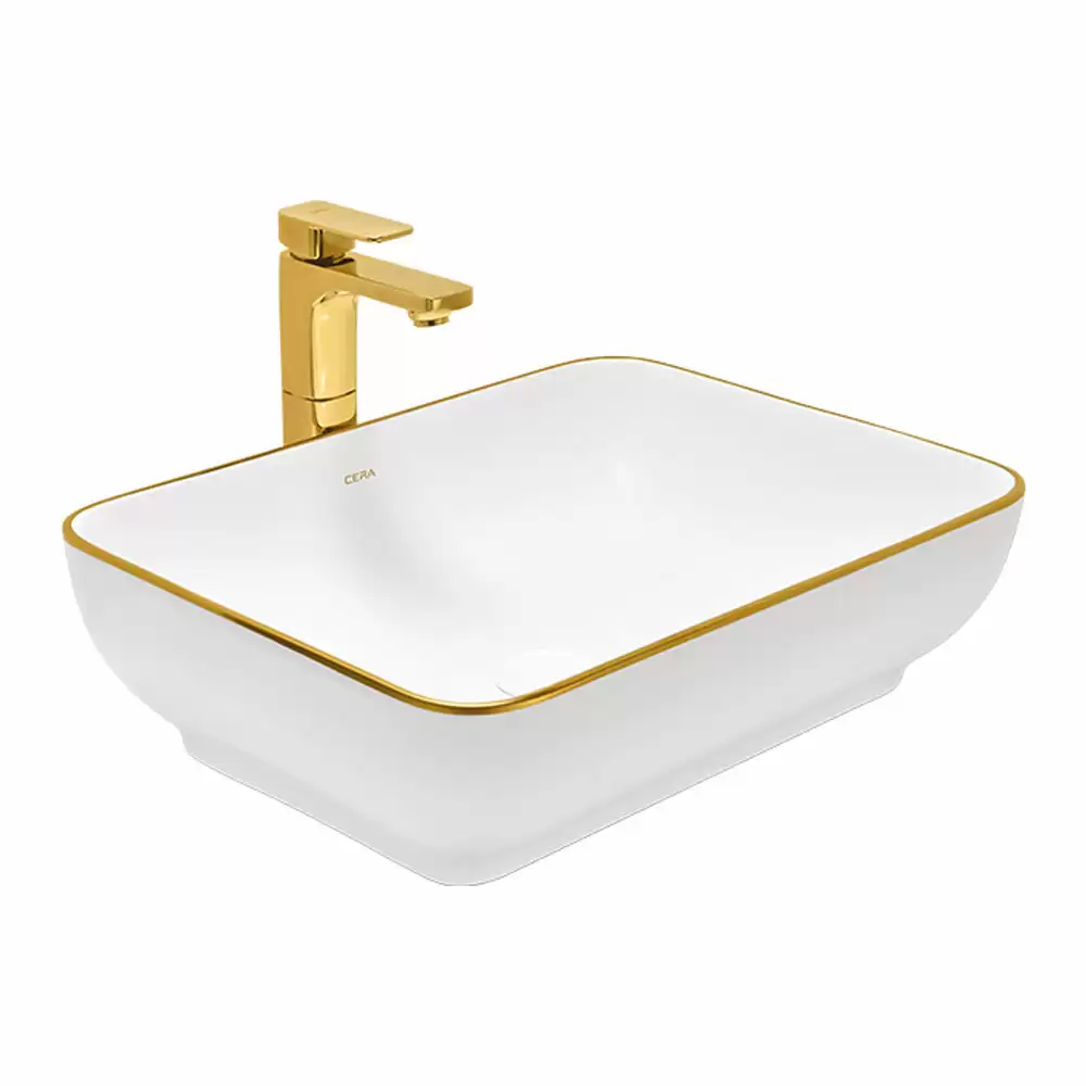 Cera Lustre Glitz Campa L Glitz Thin Rim Tabletop Wash Basin - French Gold