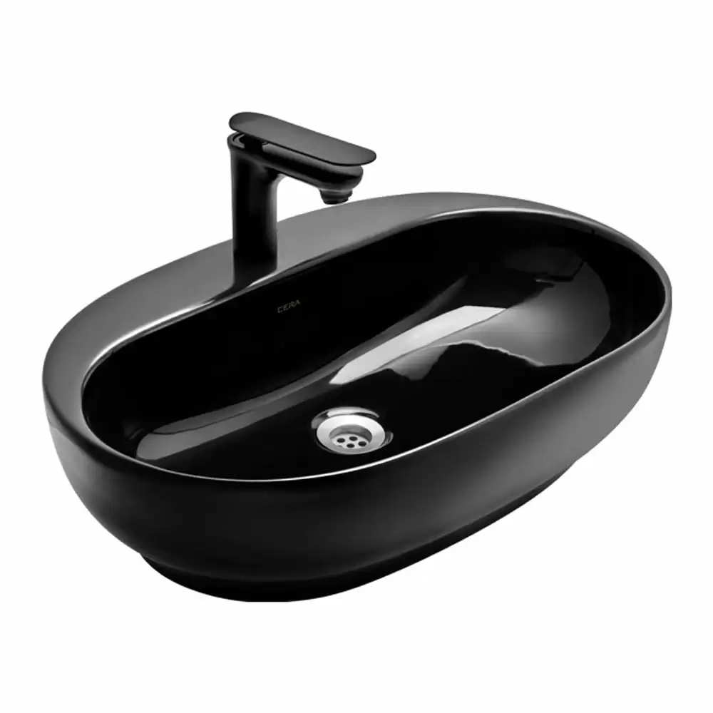 Cera Lustre Cafe Thin Rim Tabletop Wash Basin - Matt Black