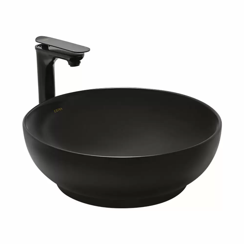 Cera Lustre Coyal Thin rim tabletop Wash Basin - Black