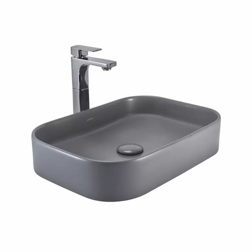 Cera Lustre Catmid Thin Rim Tabletop Wash Basin - Dark Grey