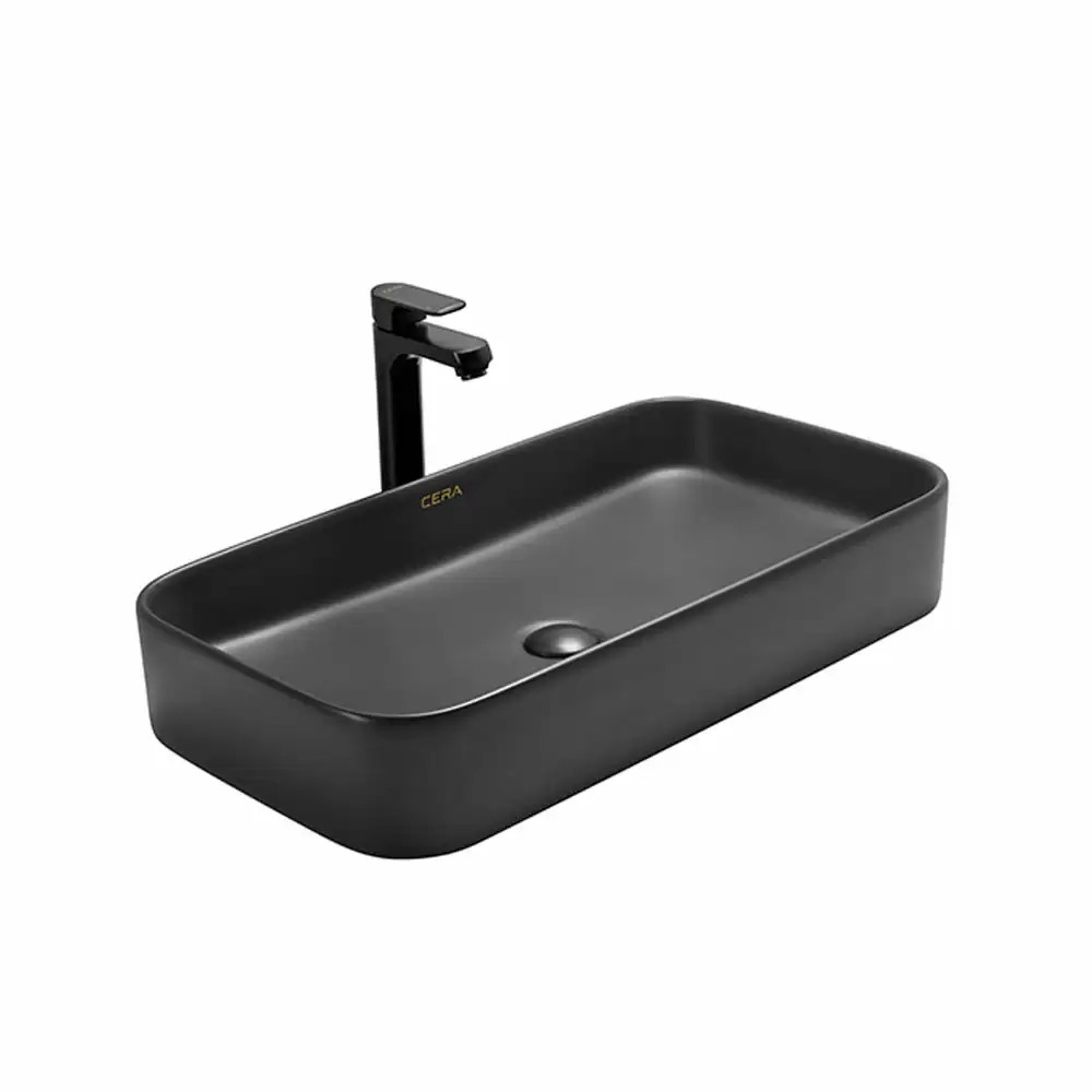 Cera Lustre Catmega Thin Rim Tabletop Wash Basin - Matte Black