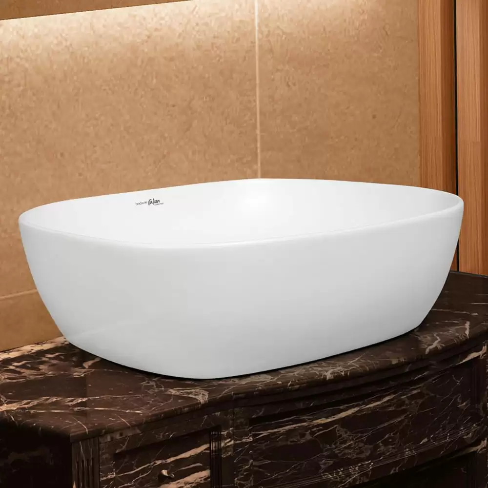 Hindware Italian Collection Amazon Tabletop Rectangular Wash Basin - Matte White