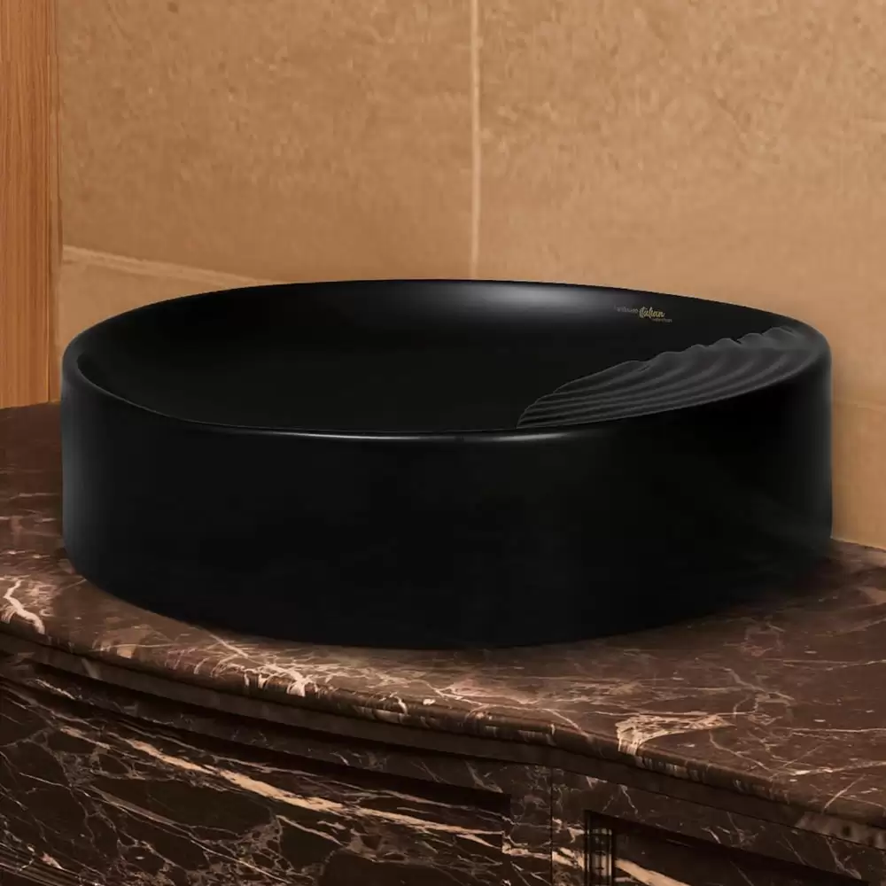 Hindware Italian Collection Moonlit Tabletop Round Wash Basin - Matte Black