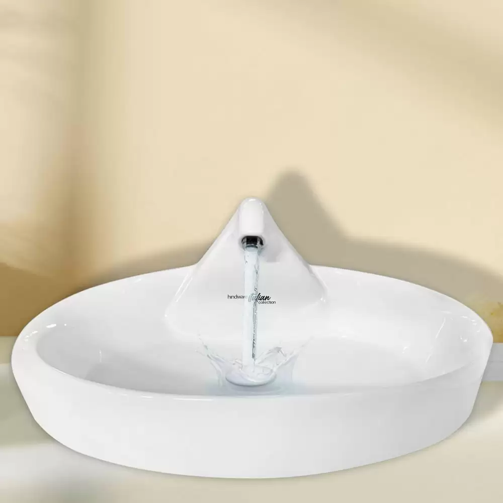 Hindware Italian Collection Cascade Countertop Self Rimming Wash Basin - Star White