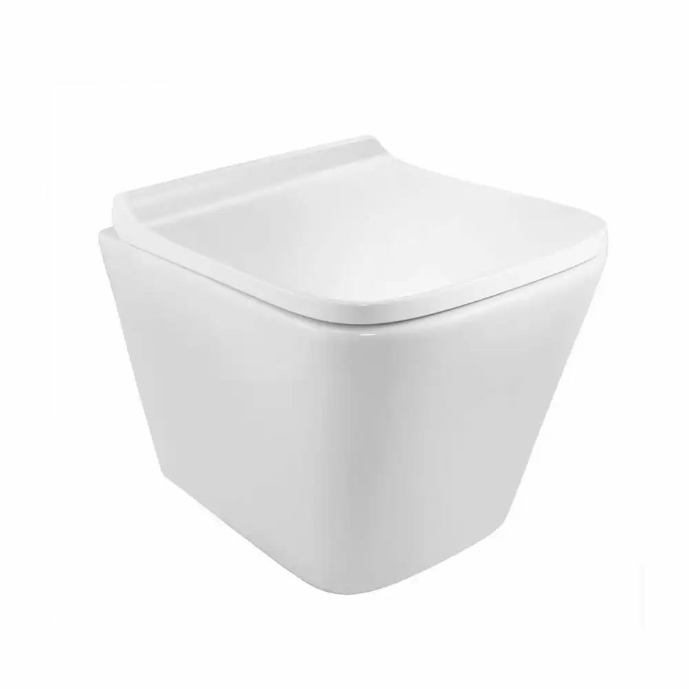 Jaquar Aria Rimless Wall Hung Western Commode with UF Soft Close Slim Seat Cover - White