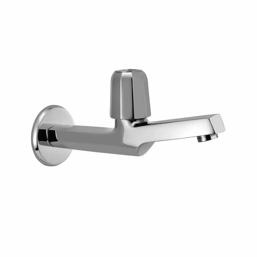 Jaquar Continental Prime Long Body Wall Mounted Bib Cock with Wall Flange - Chrome