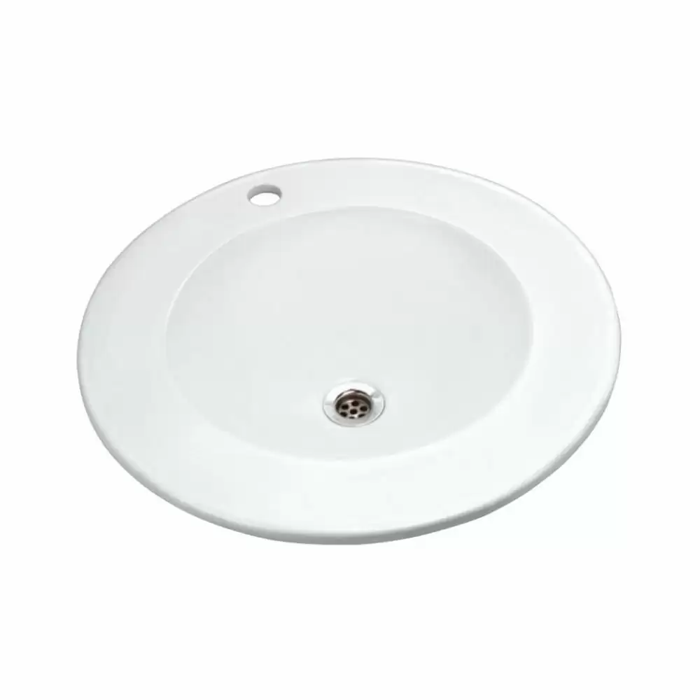 Jaquar Fusion Ceramic Countertop Circle Shaped Wash Basin - White