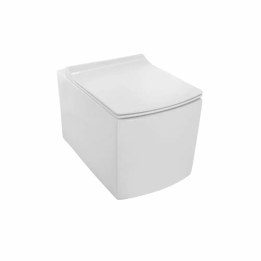 Jaquar Kubix Rimless Wall Hung Western Commode with Soft Close Slim Seat Cover - White Matt