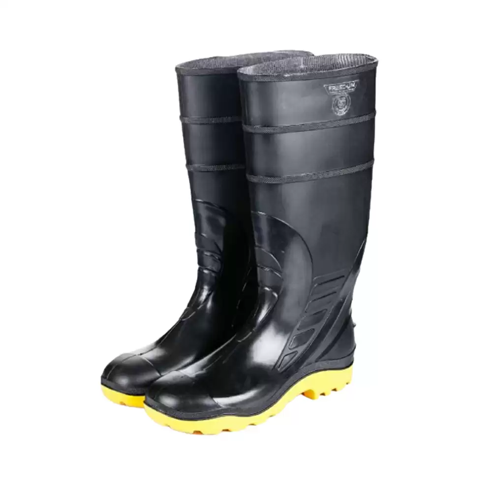 Liberty Flxisfuorg Rubber Steel Toe Safety Gumboot, Size-7 (Black & Yellow)