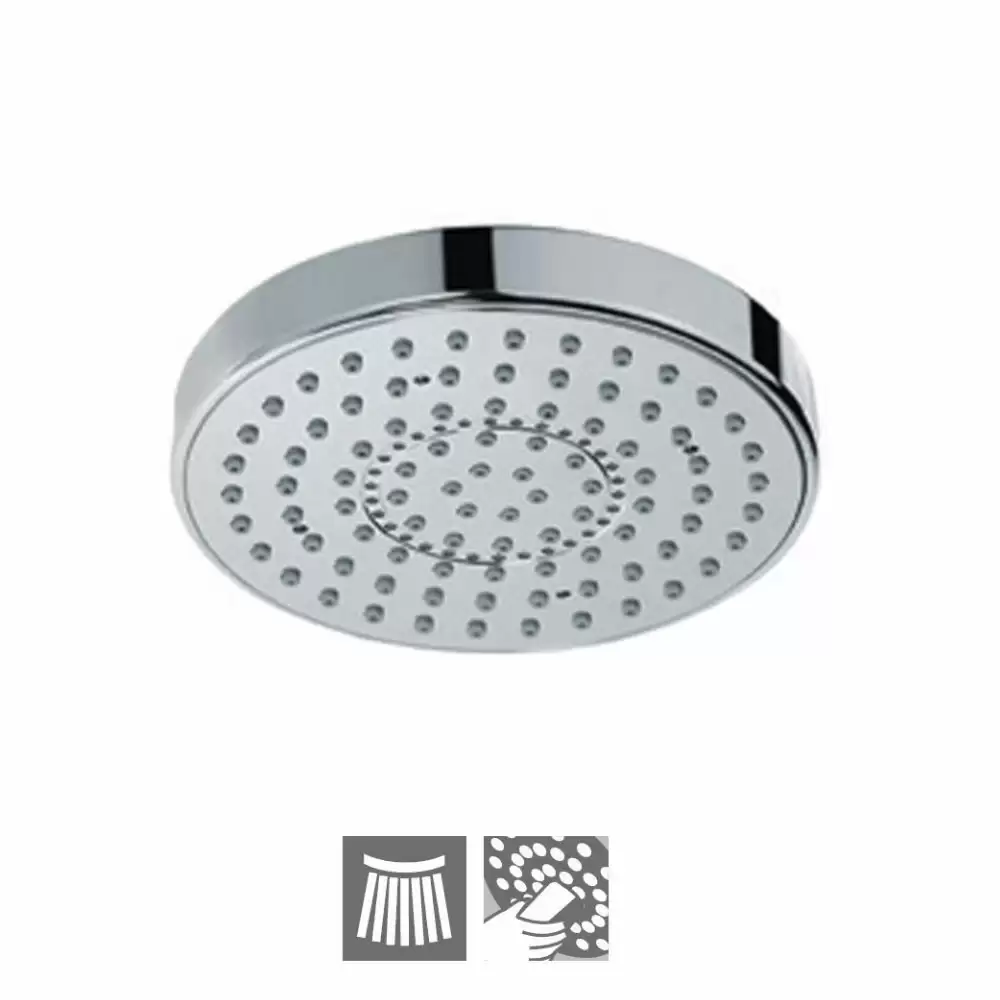 Jaquar Single Flow 105 mm Round Overhead Shower with Rubit Cleaning System - Chrome