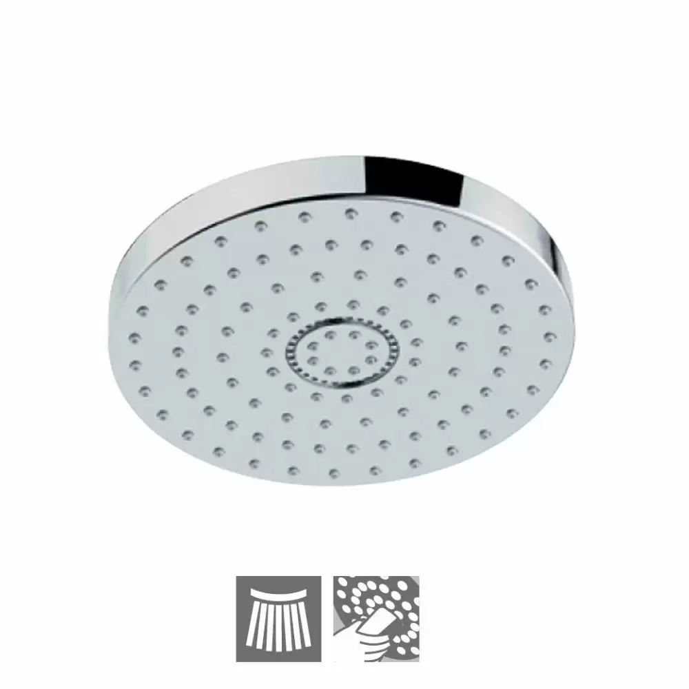 Jaquar Single Flow 180 mm Round Overhead Shower with Rubit Cleaning System - Chrome