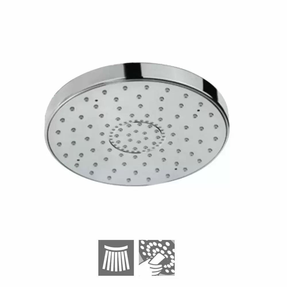 Jaquar Single Flow 140 mm Round Overhead Shower with Rubit Cleaning System - Chrome