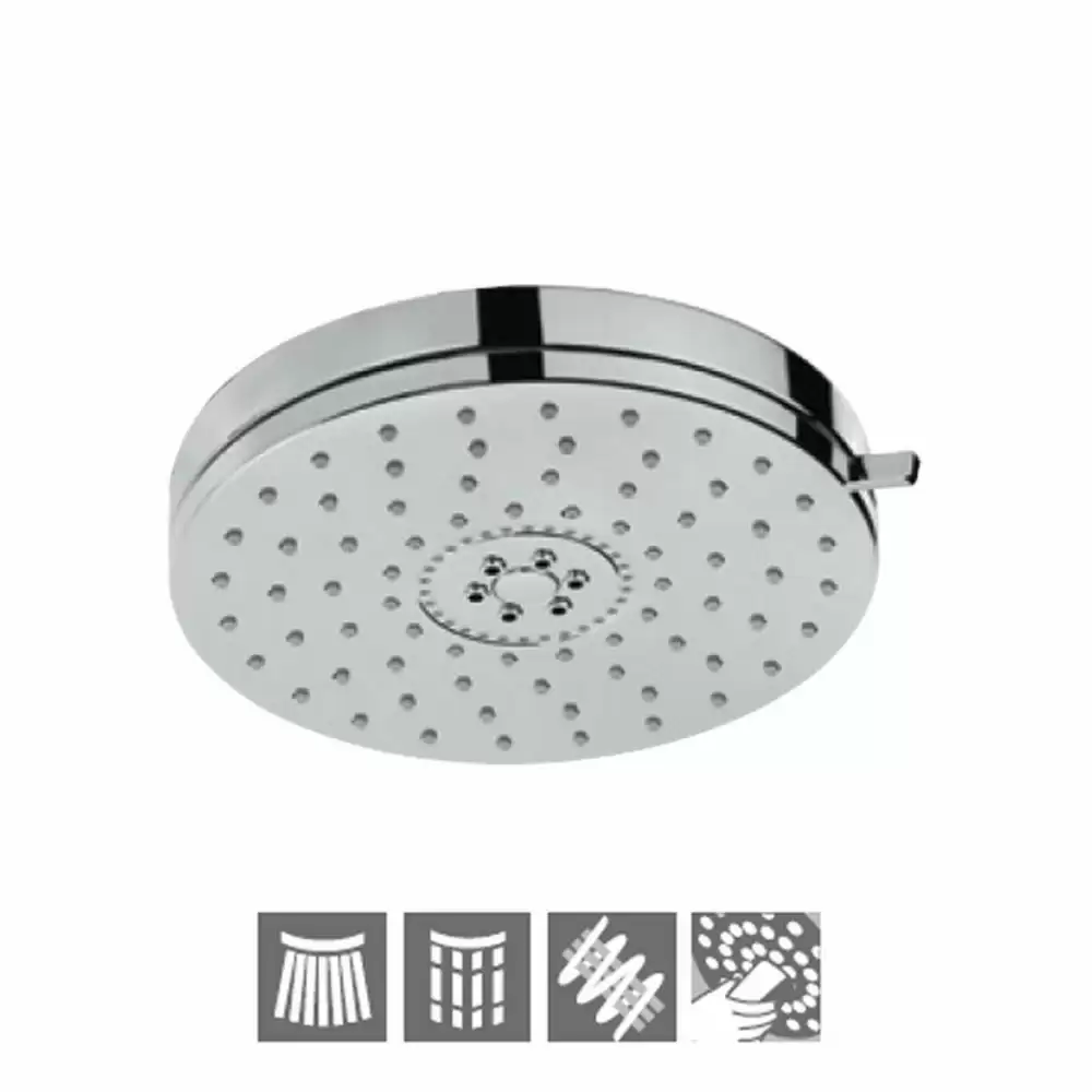 Jaquar Multi Flow 140 mm Round Overhead Shower with Rubit Cleaning System - Chrome