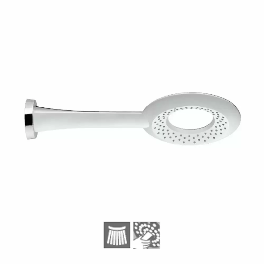 Jaquar Single Flow 250 mm Round Overhead Shower with Rubit Cleaning System - White Matt