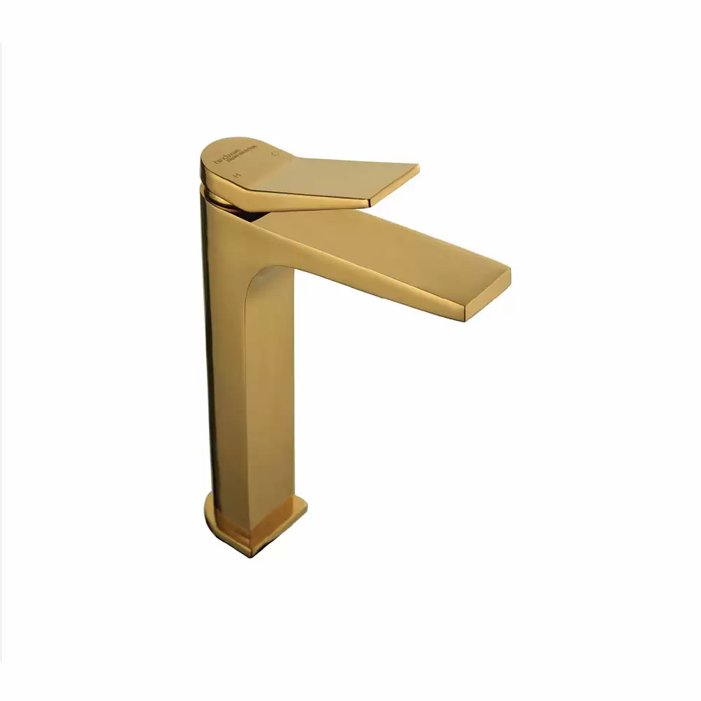 Hindware Italian Collection Single Lever Tall Basin Mixer without Popup Waste - Gold