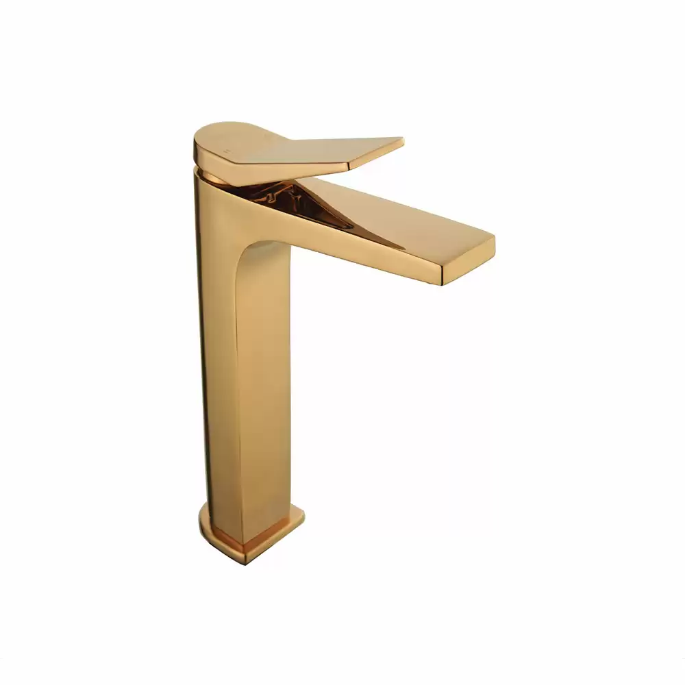 Hindware Italian Collection Single Lever Tall Tap Basin Mixer without Popup Waste - Rose Gold