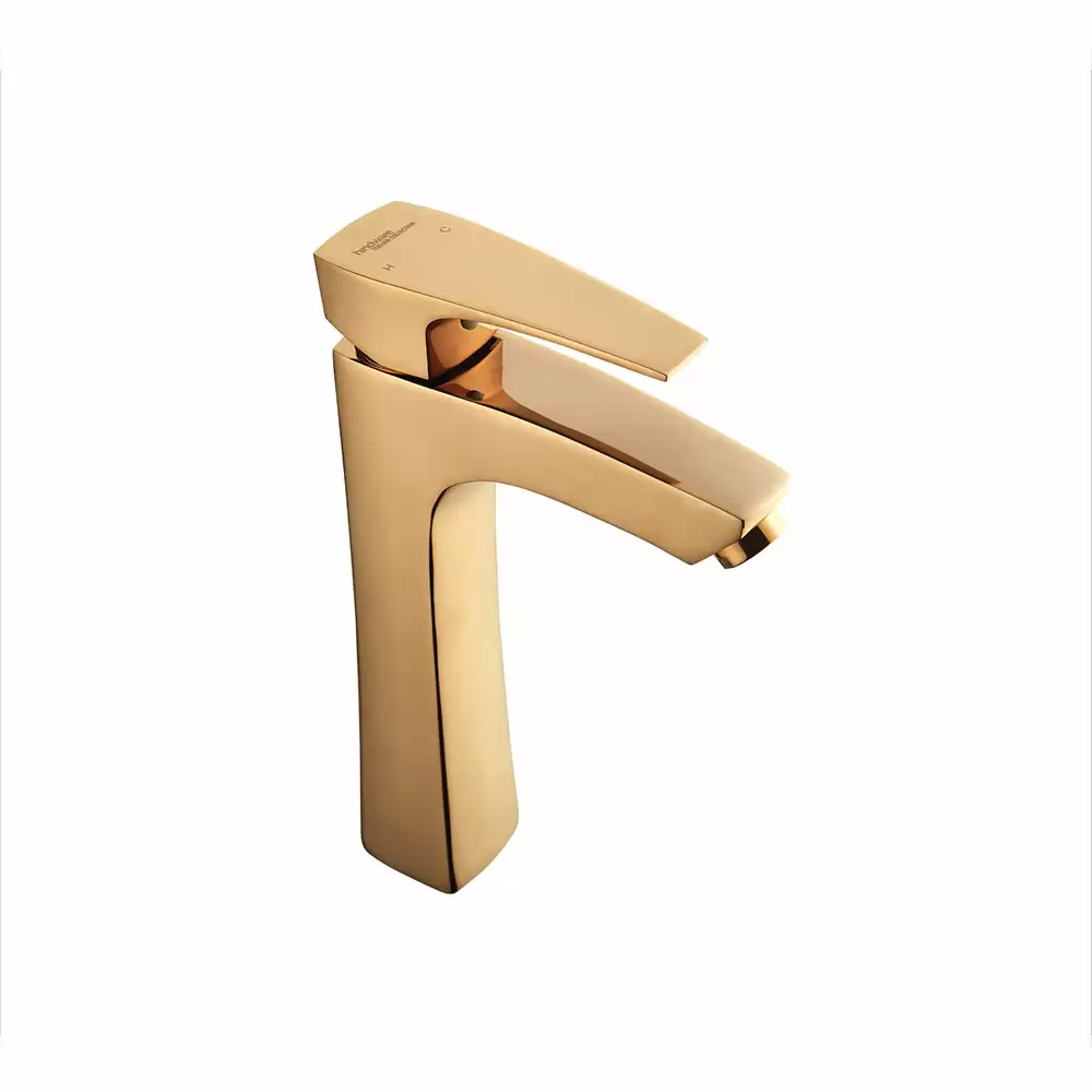 Hindware Italian Collection Single Lever Tall Basin Mixer without Popup Waste - Rose Gold