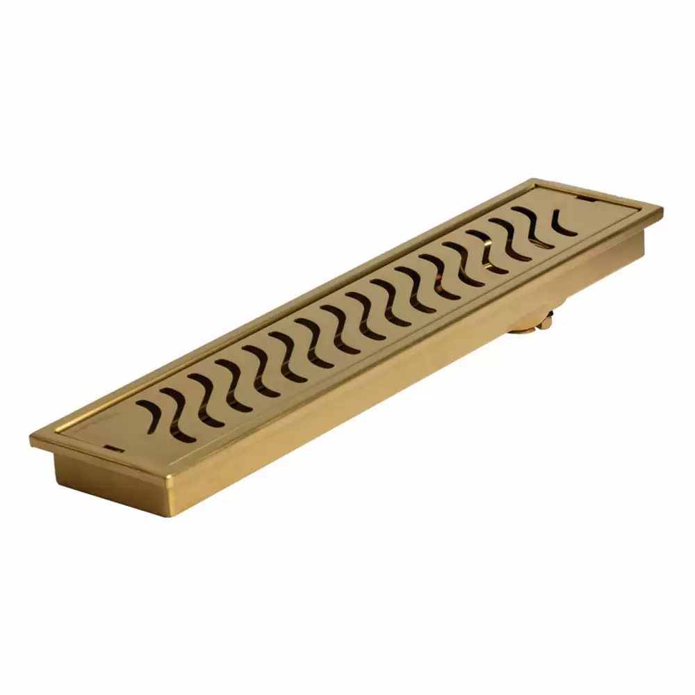 Hindware Italian Collection 450 mm Wave Pattern Shower Drain - Pure Gold