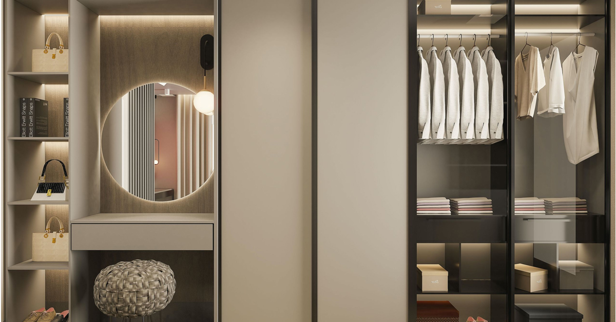 A Multifunctional Wardrobe Design With Dressing Table