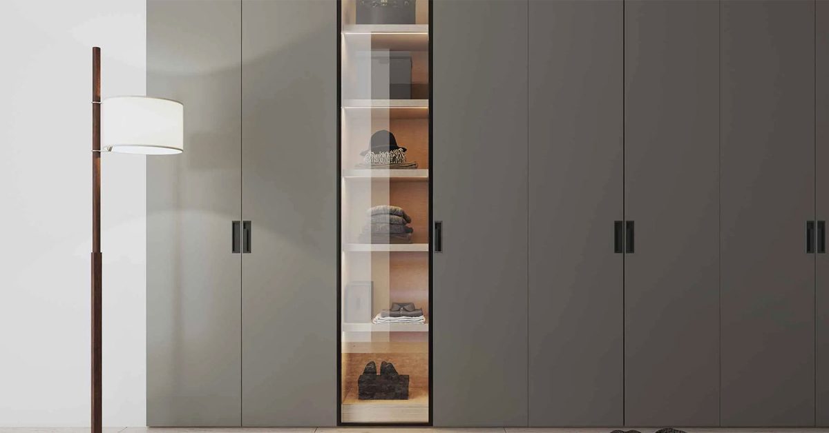 Unique Grey Colored Corner Wardrobe