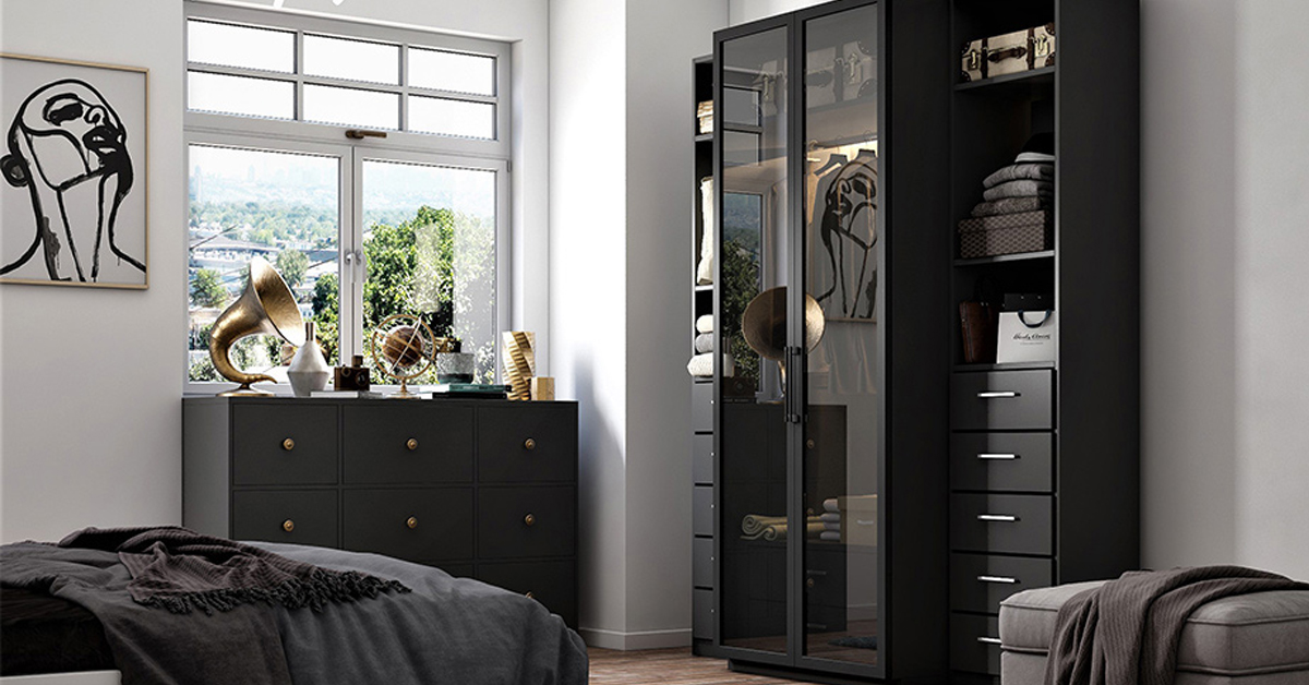 Chic Black Latest Wardrobe Design
